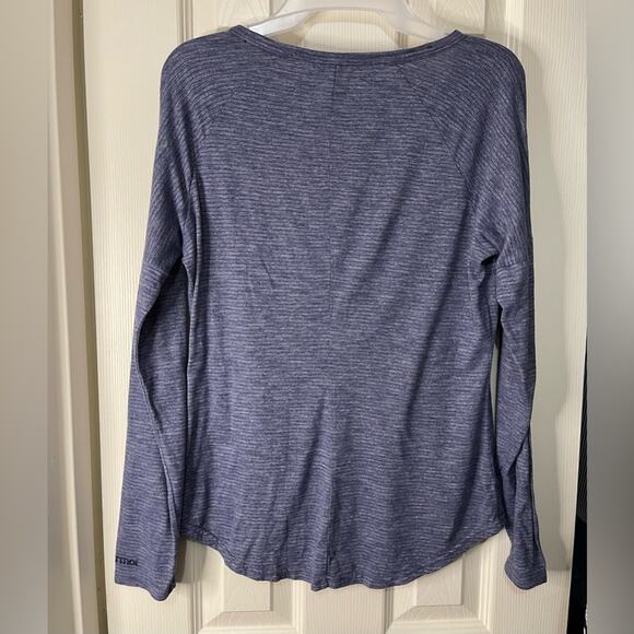 Marmot Blue Ribbed Henley Casual Outdoor Layering Stretch Top size Medium - Picture 4 of 4